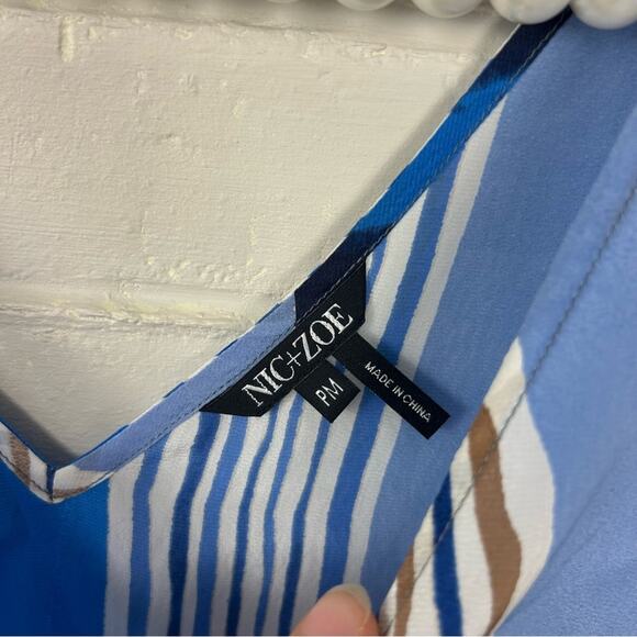 NWT Nic + Zoe Blue Abstract Print Silk Blend Tank Top Size MP - Picture 6 of 9